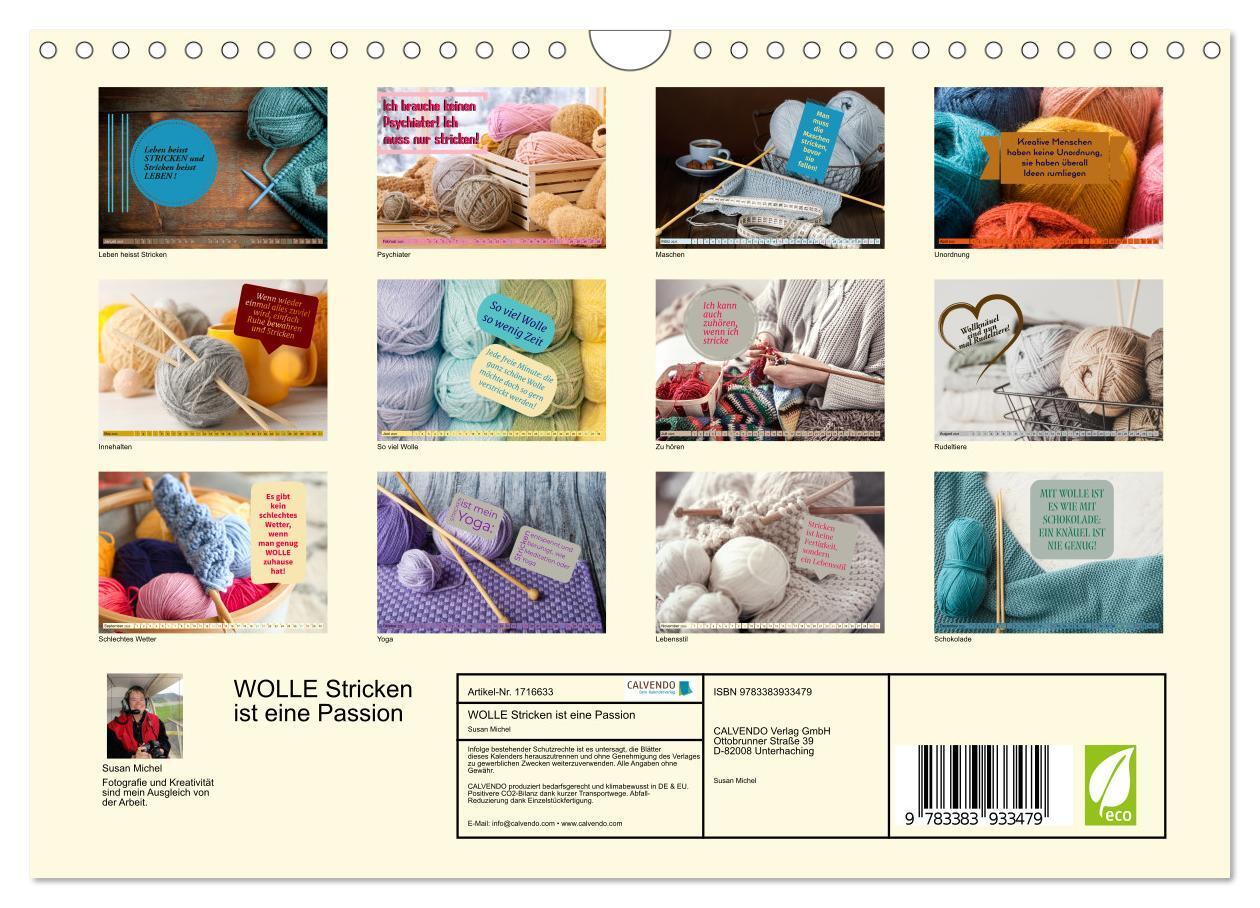 Bild: 9783383933479 | WOLLE Stricken ist eine Passion (Wandkalender 2025 DIN A4 quer),...