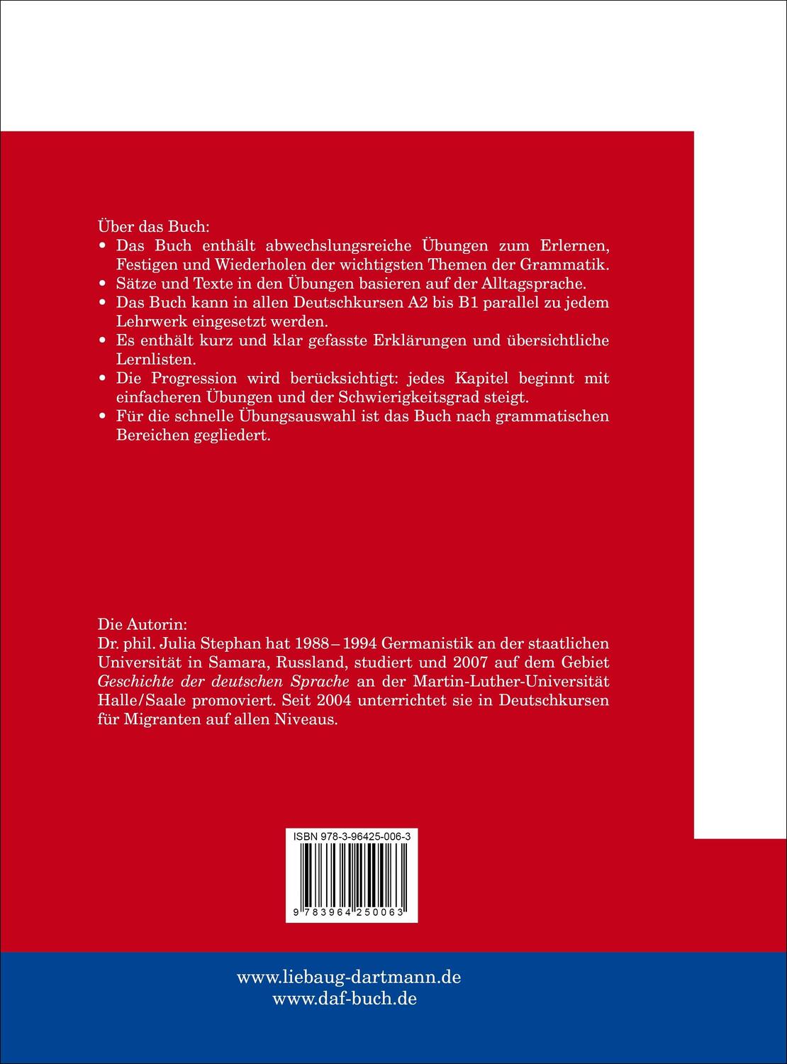 Rückseite: 9783964250063 | Übungen zur deutschen Grammatik | Julia Stephan | Taschenbuch | 2022