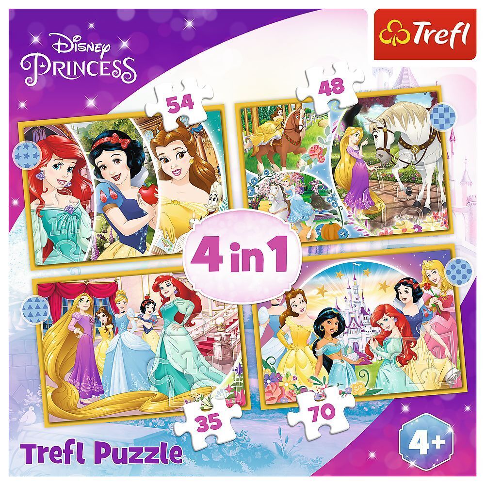 Bild: 5900511343854 | 4 in 1 Puzzle 35, 48, 54, 70 Teile - Prinzessinnen | Spiel | Kartonage