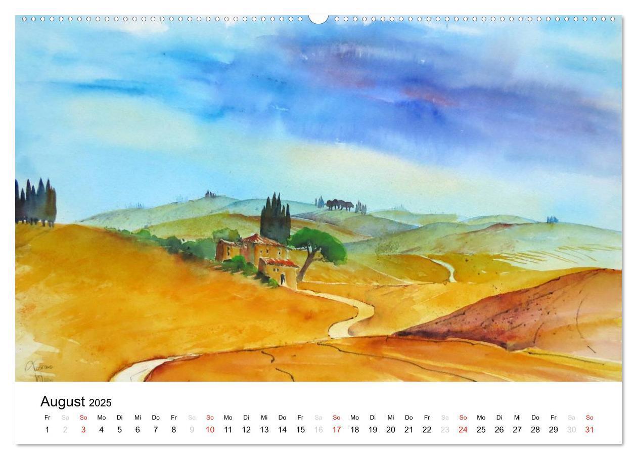 Bild: 9783435731206 | Aquarelle - quer durch Europa (Wandkalender 2025 DIN A2 quer),...