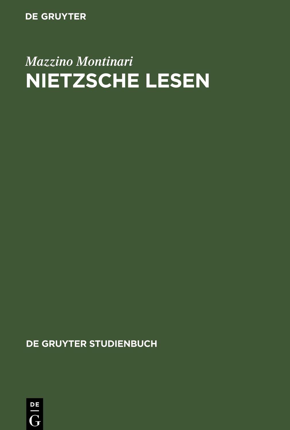 Cover: 9783110086676 | Nietzsche lesen | Mazzino Montinari | Buch | De Gruyter Studienbuch