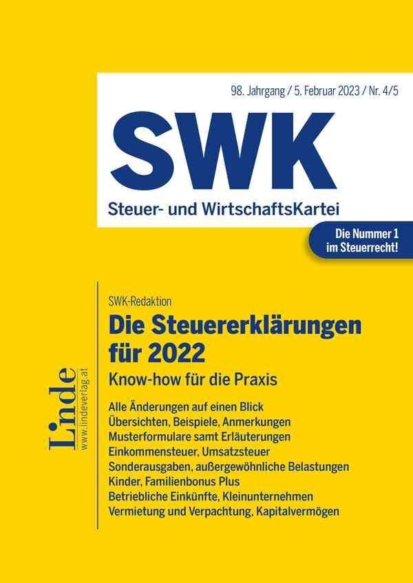 Cover: 9783707347784 | Die Steuererklärungen für 2022 | SWK-Heft 4/5 - 2023 | Stefan Menhofer