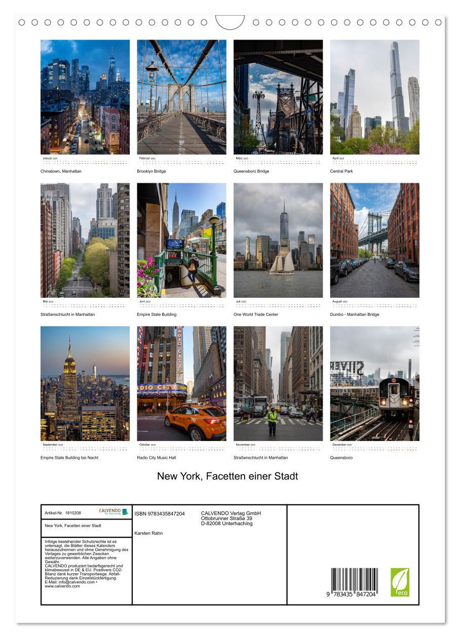 Bild: 9783435847204 | New York, Facetten einer Stadt (Wandkalender 2025 DIN A3 hoch),...