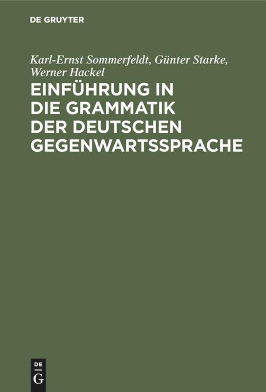 Cover: 9783484730014 | Einführung in die Grammatik der deutschen Gegenwartssprache | Buch