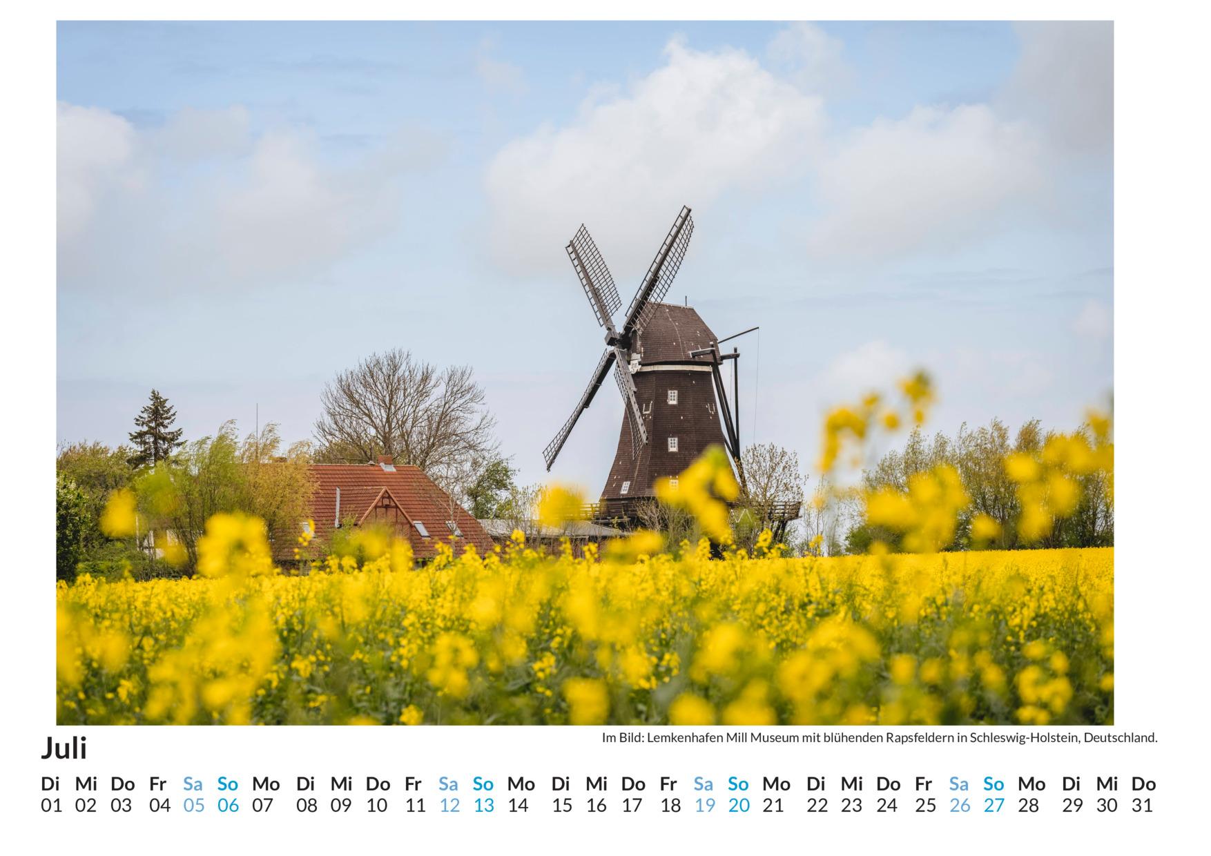 Bild: 9783759121547 | Windmühlen - (Wandkalender 2025, Kalender DIN A4 quer,...