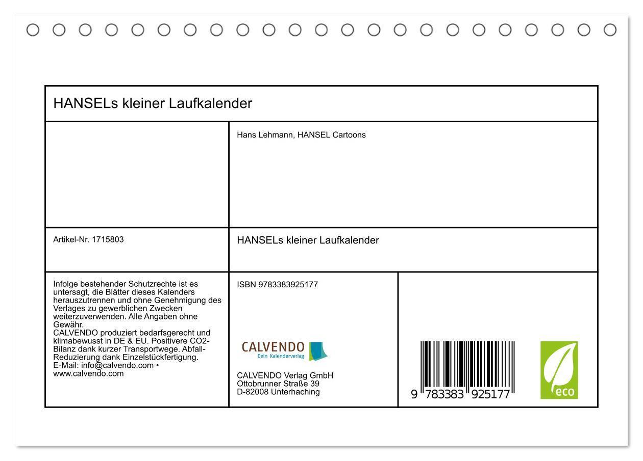 Bild: 9783383925177 | HANSELs kleiner Laufkalender (Tischkalender 2025 DIN A5 quer),...