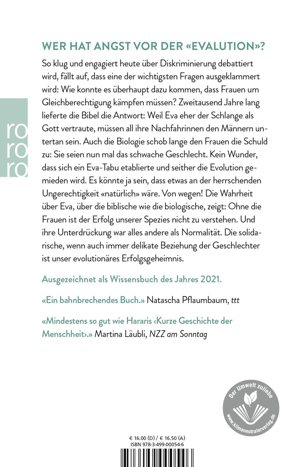 Rückseite: 9783499000546 | Die Wahrheit über Eva | Carel van Schaik (u. a.) | Taschenbuch | 2022