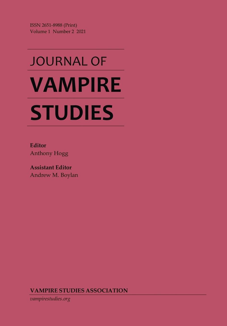 Cover: 9780645203400 | Journal of Vampire Studies | Vol. 1, No. 2 (2021) | Anthony Hogg