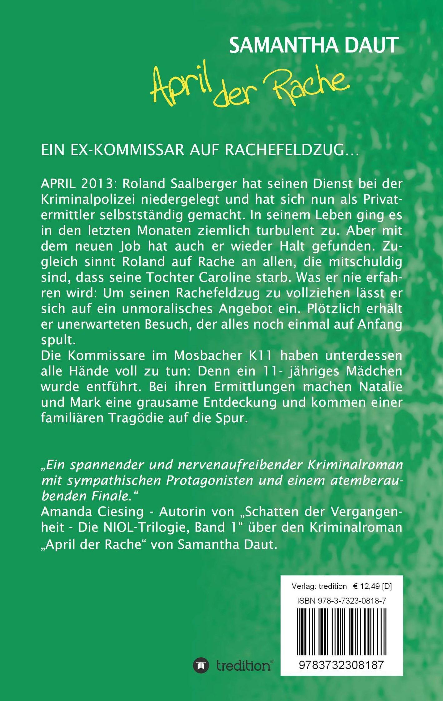 Rückseite: 9783732308187 | April der Rache | Samantha Daut | Taschenbuch | 188 S. | Deutsch