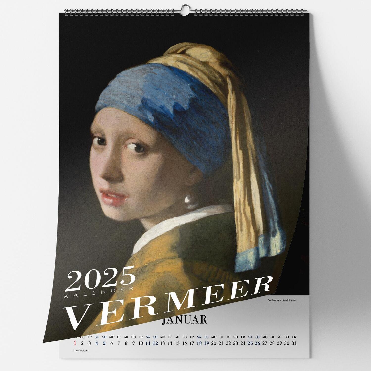 Cover: 9783968491608 | Vermeer. Wandkalender 2025 | Meisterwerke. | Johannes Vermeer | 14 S.