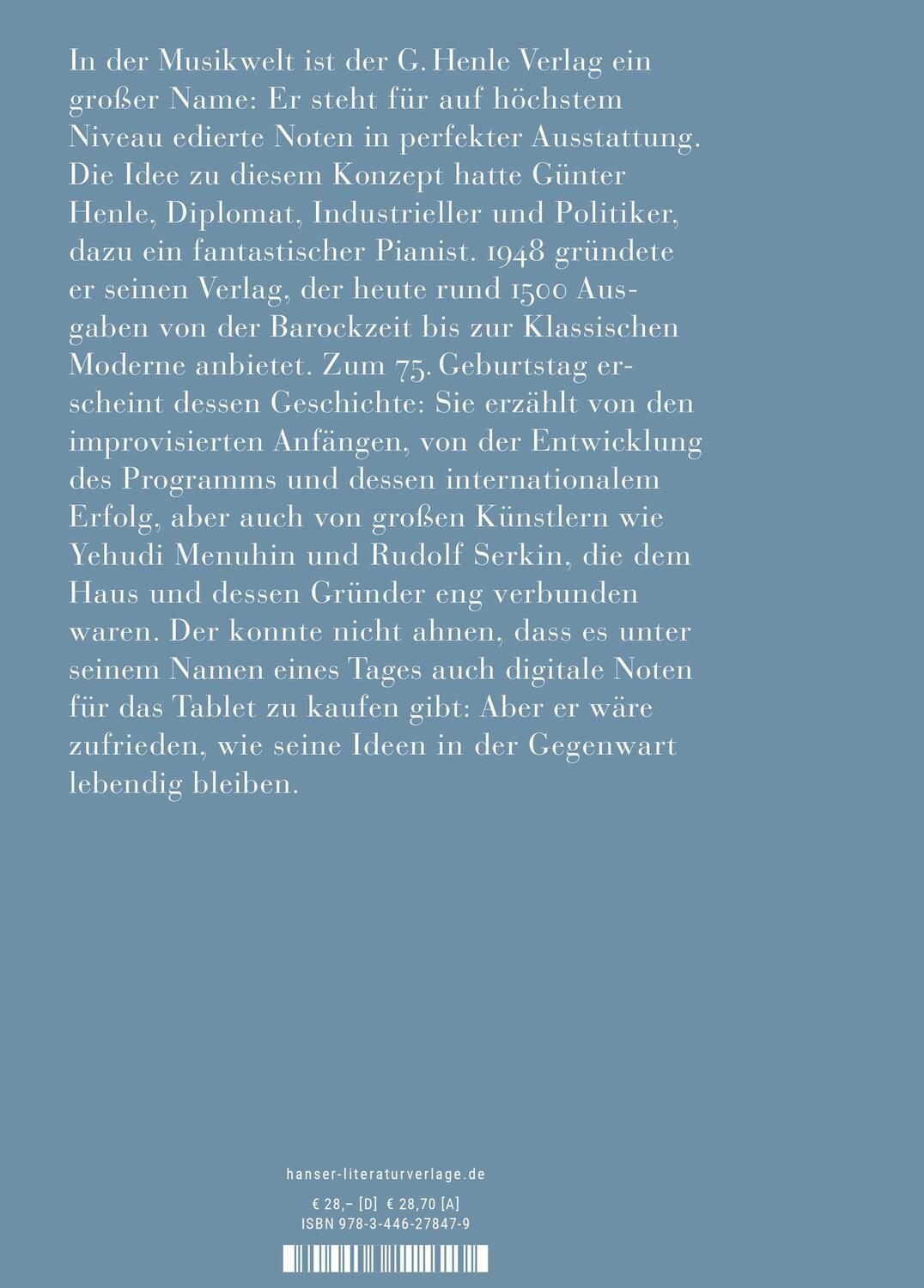 Bild: 9783446278479 | 75 Jahre G. Henle Verlag | Tobias Heyl | Buch | 208 S. | Deutsch