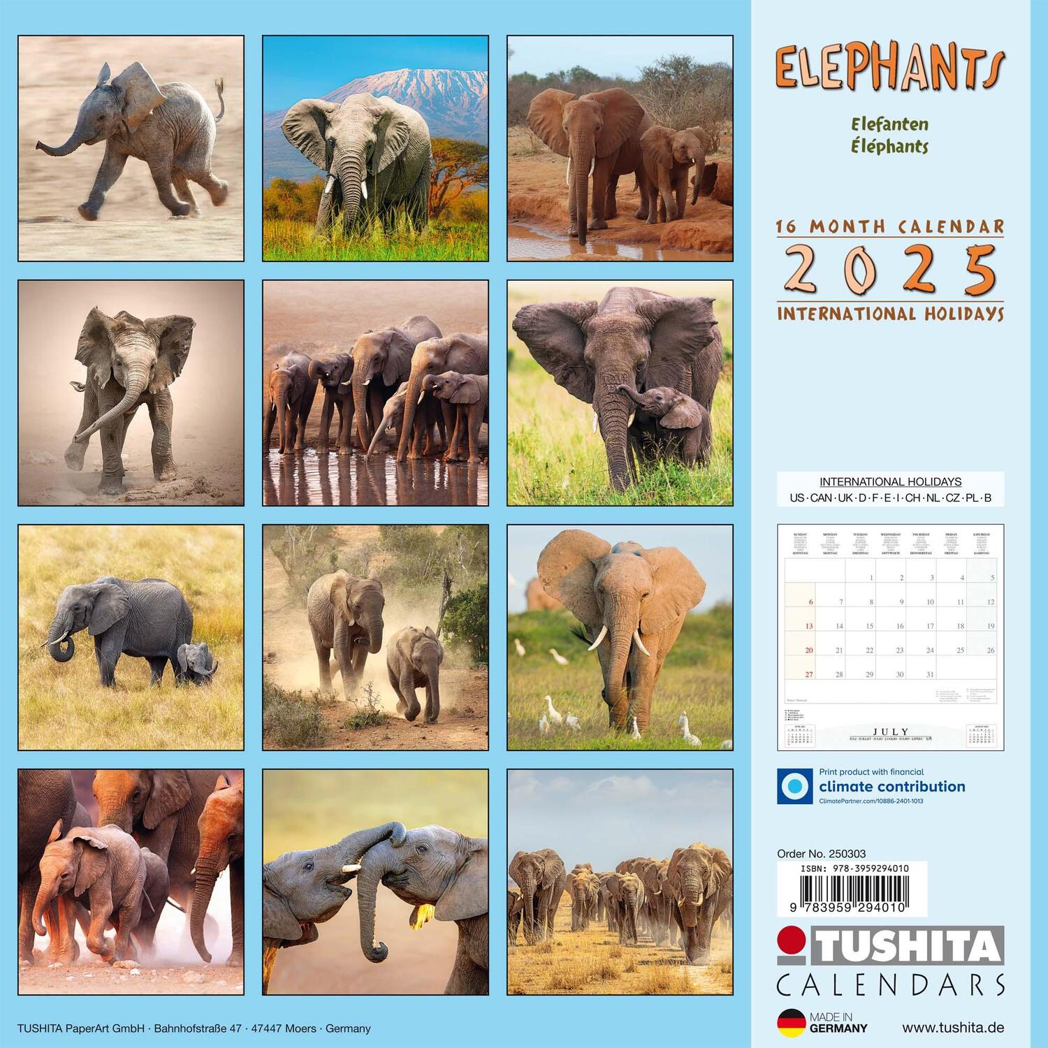 Rückseite: 9783959294010 | Elephant 2025 | Kalender 2025 | Kalender | Wonderful World | 28 S.