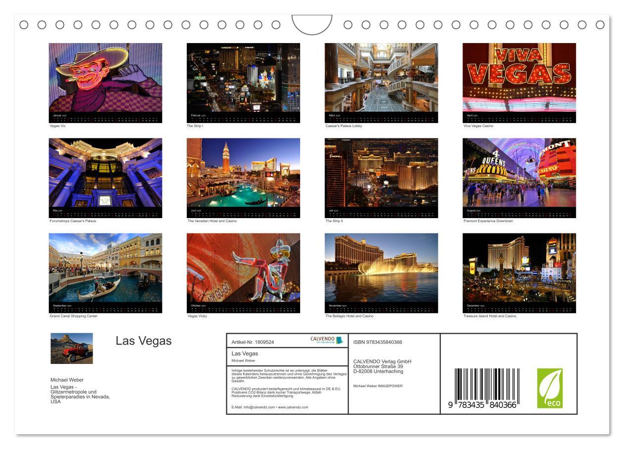 Bild: 9783435840366 | Las Vegas (Wandkalender 2025 DIN A4 quer), CALVENDO Monatskalender