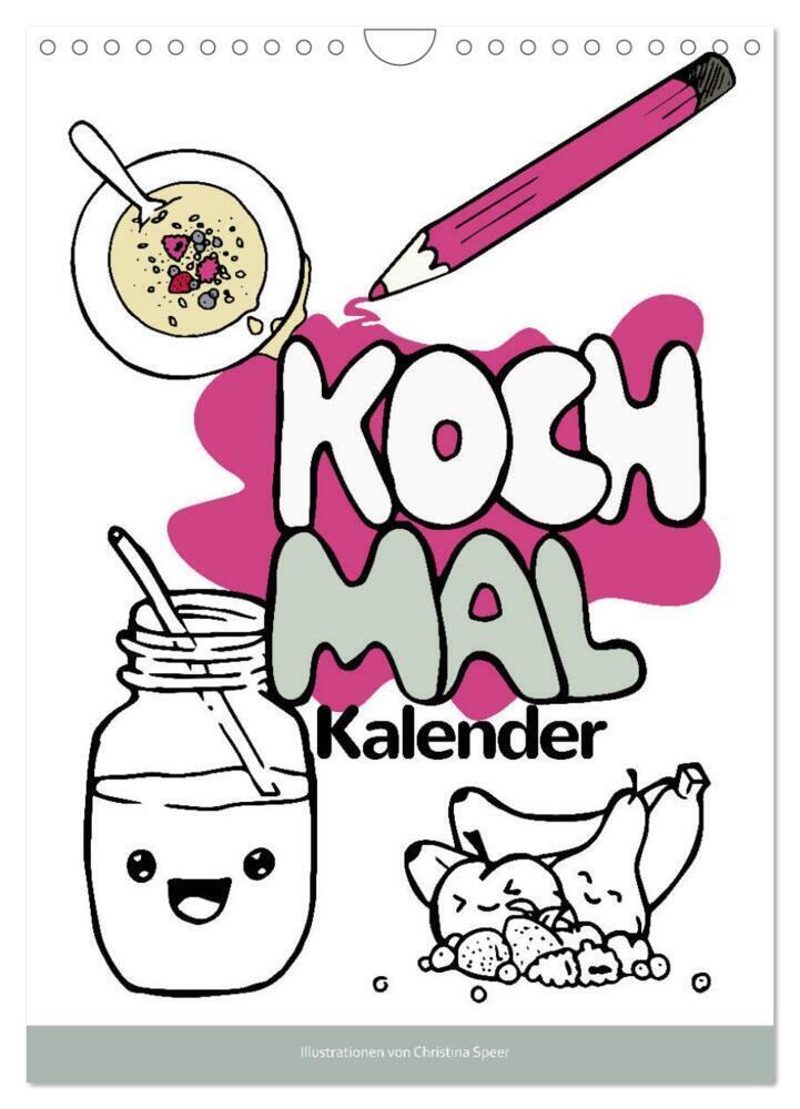 Cover: 9783383105180 | KOCH MAL KALENDER - Lustige Rezepte zum Ausmalen (Wandkalender 2024...