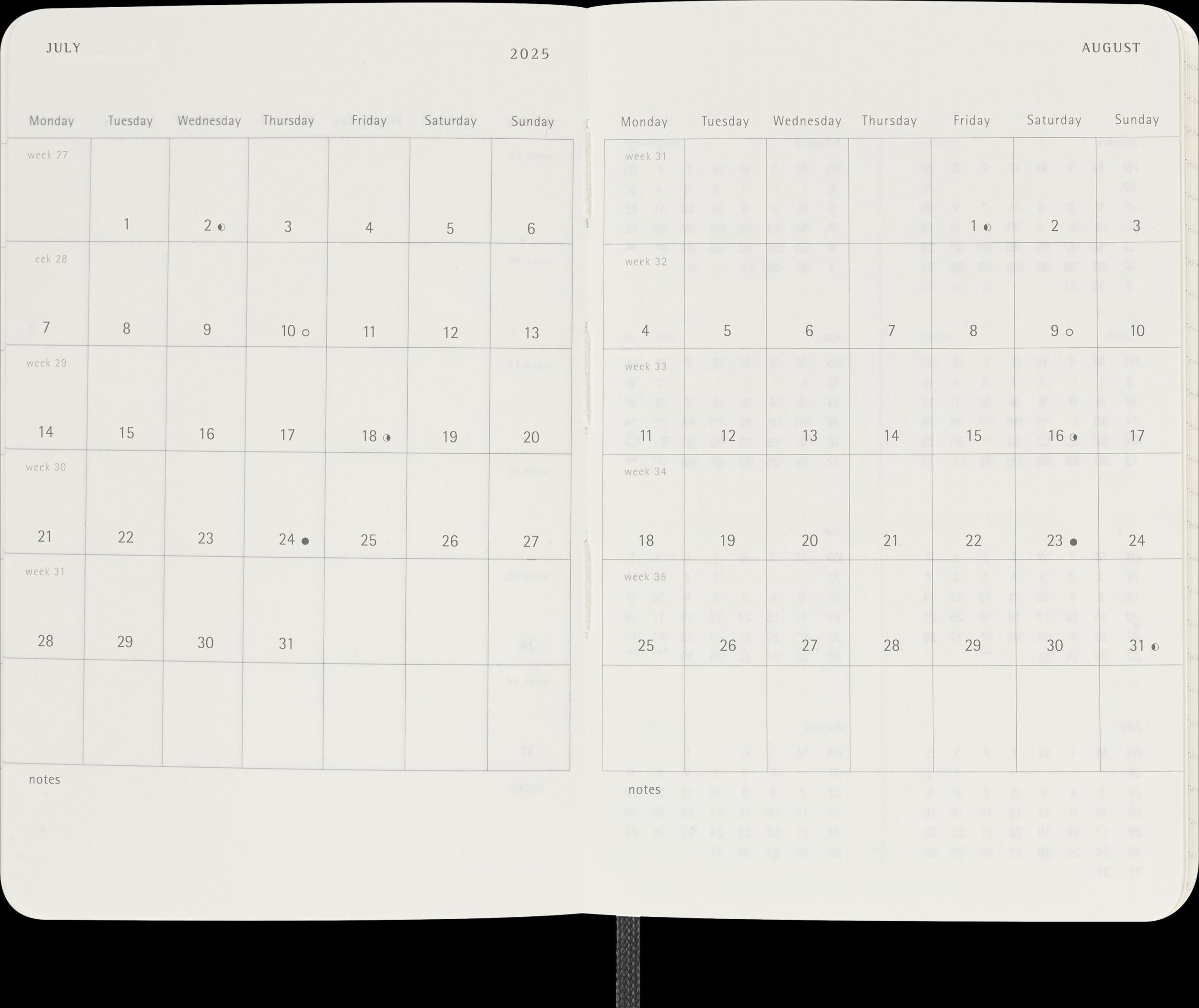 Bild: 8056999270506 | Moleskine 12 Monate Monatsnotizkalender 2025, P/A6, Weicher...