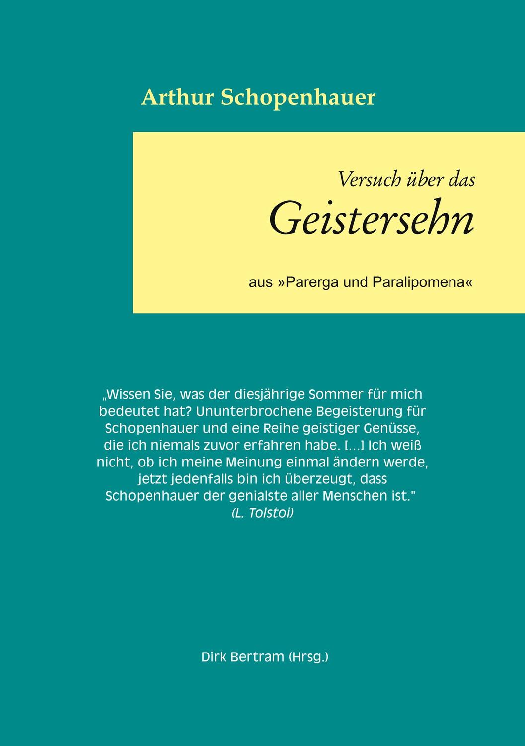 Cover: 9783750416369 | Über das Geistersehen | aus "Parerga und Paralipomena" | Schopenhauer