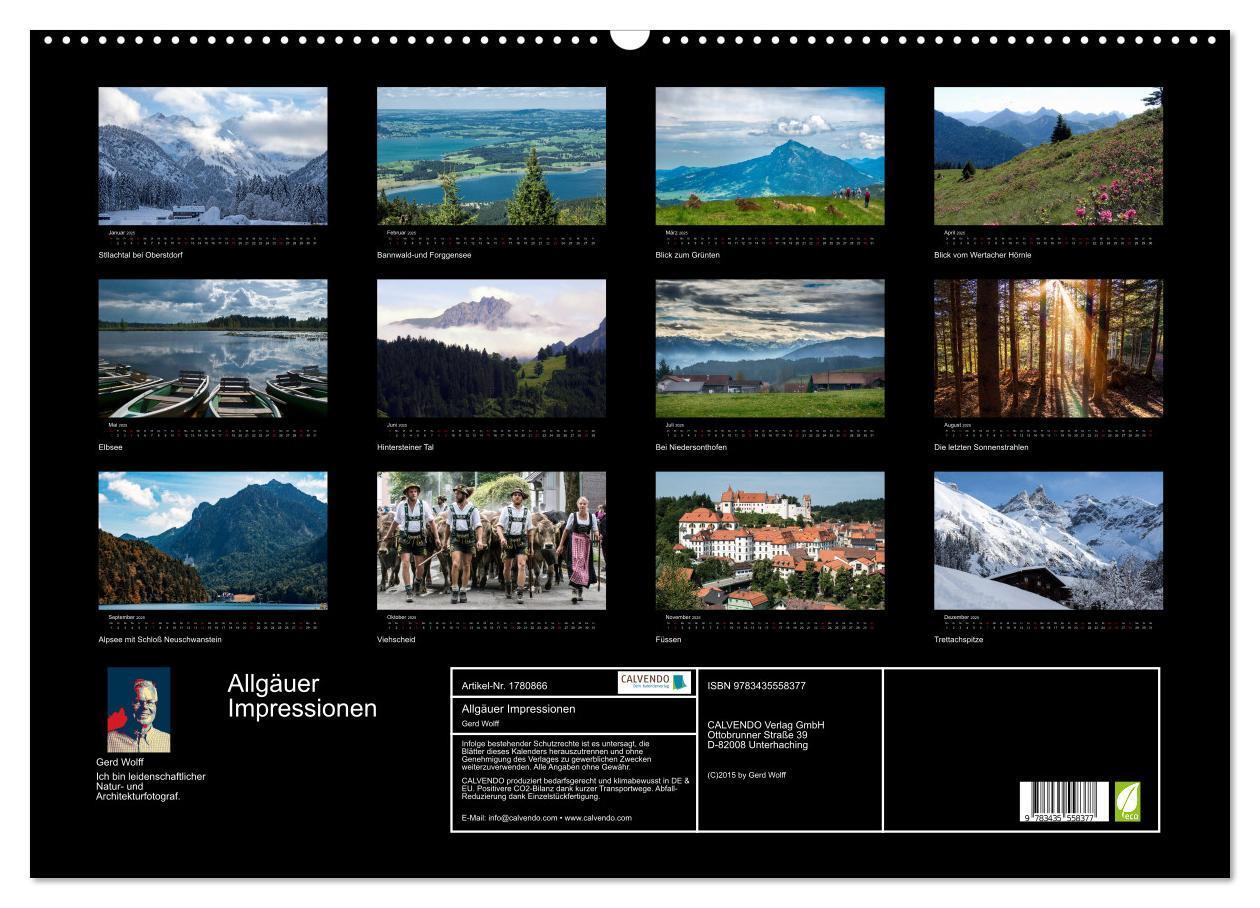 Bild: 9783435558377 | Allgäuer Impressionen (Wandkalender 2025 DIN A2 quer), CALVENDO...