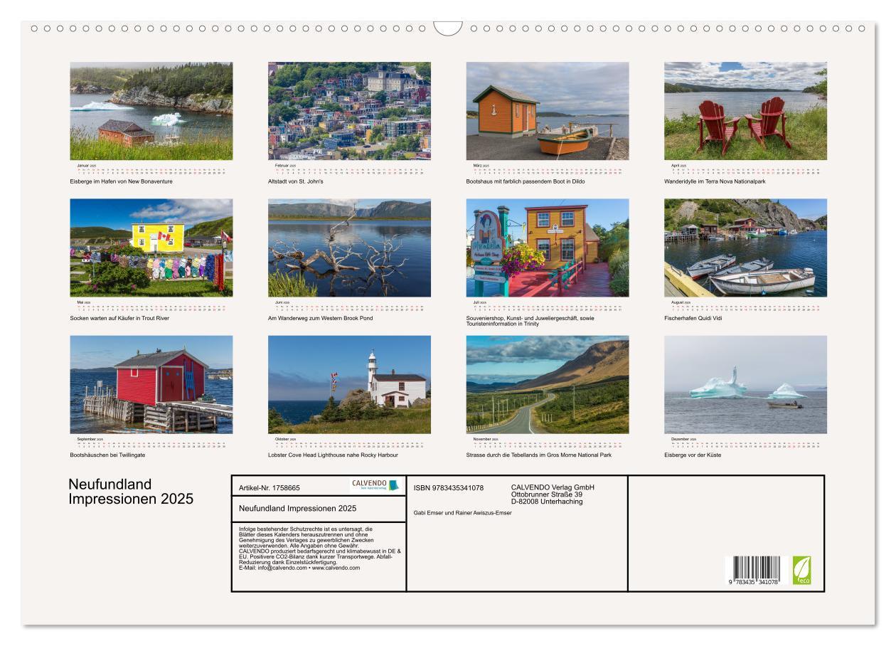 Bild: 9783435341078 | Neufundland Impressionen 2025 (Wandkalender 2025 DIN A2 quer),...