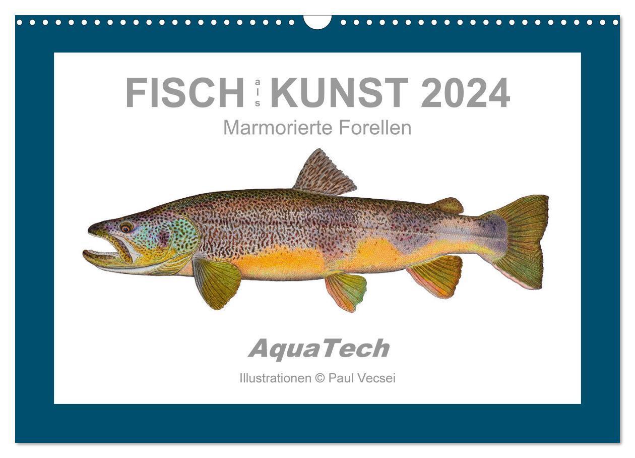 Cover: 9783675420274 | Fisch als Kunst 2024: Marmorierte Forellen (Wandkalender 2024 DIN...