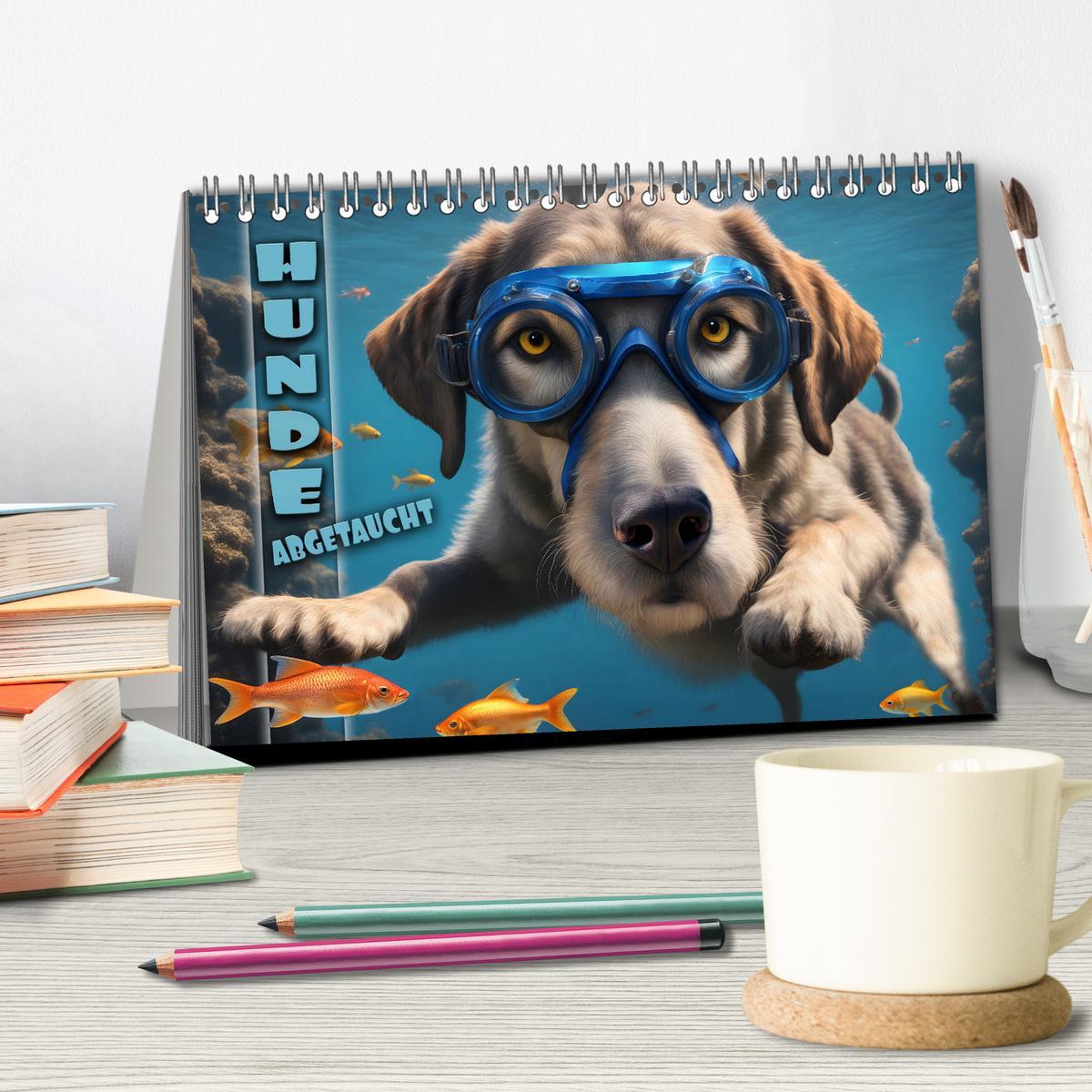 Bild: 9783383862083 | Hunde abgetaucht (Tischkalender 2025 DIN A5 quer), CALVENDO...