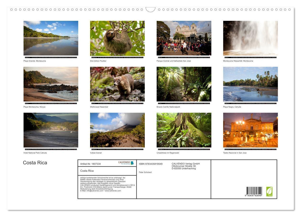 Bild: 9783435818549 | Costa Rica (Wandkalender 2025 DIN A2 quer), CALVENDO Monatskalender