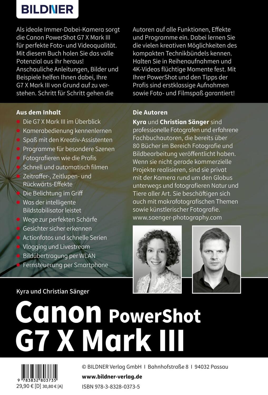 Rückseite: 9783832803735 | Canon PowerShot G7X Mark III | Kyra Sänger (u. a.) | Buch | 304 S.
