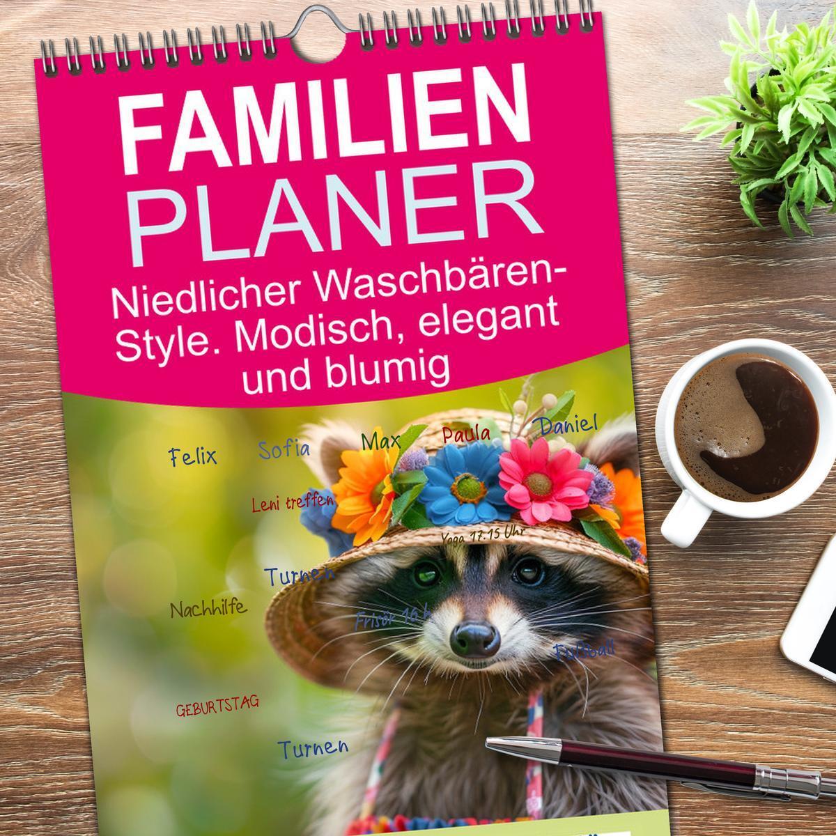 Bild: 9783457193051 | Familienplaner 2025 - Niedlicher Waschbären-Style. Modisch, elegant...