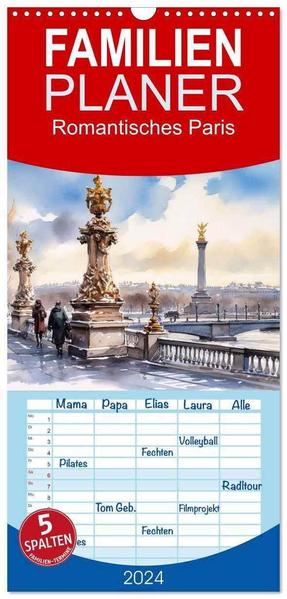 Cover: 9783383657719 | Familienplaner 2024 - Romantisches Paris mit 5 Spalten...