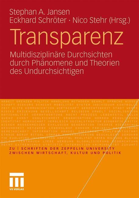 Cover: 9783531174358 | Transparenz | Stephan A. Jansen (u. a.) | Taschenbuch | Paperback