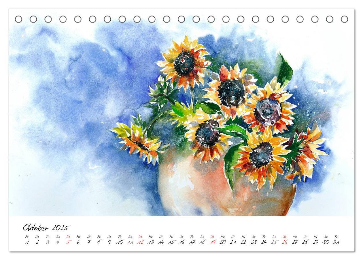 Bild: 9783435501496 | Blumen Blüten Aquarelle (Tischkalender 2025 DIN A5 quer), CALVENDO...