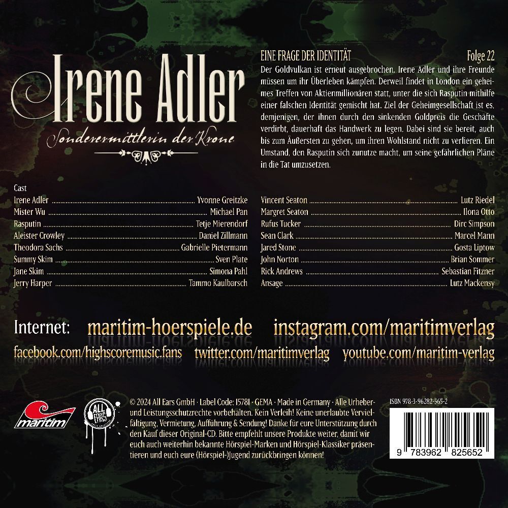 Bild: 9783962825652 | Irene Adler 22: Eine Frage der Identität, 1 Audio-CD | Audio-CD | 2024