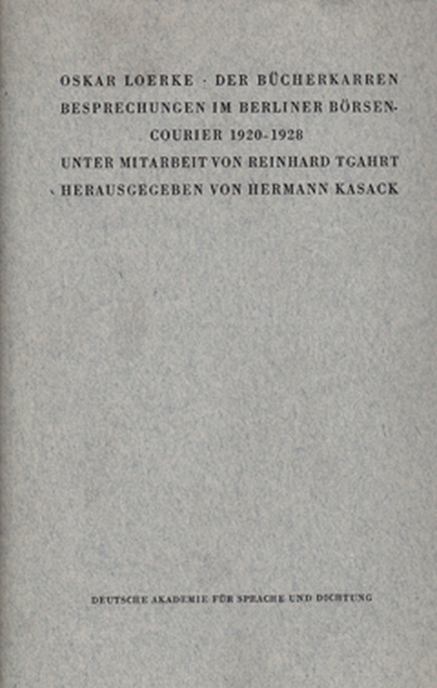 Cover: 9783892441441 | Der Bücherkarren | Besprechungen im Berliner Börsen-Courier 1920-1928