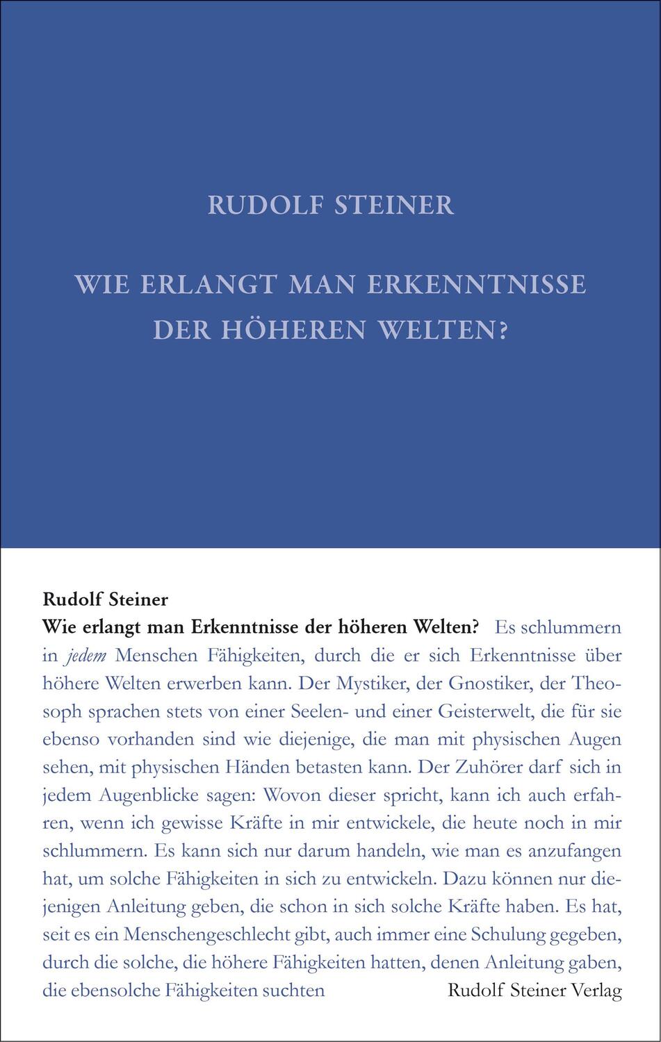 Cover: 9783727401015 | Wie erlangt man Erkenntnisse der höheren Welten? | Rudolf Steiner