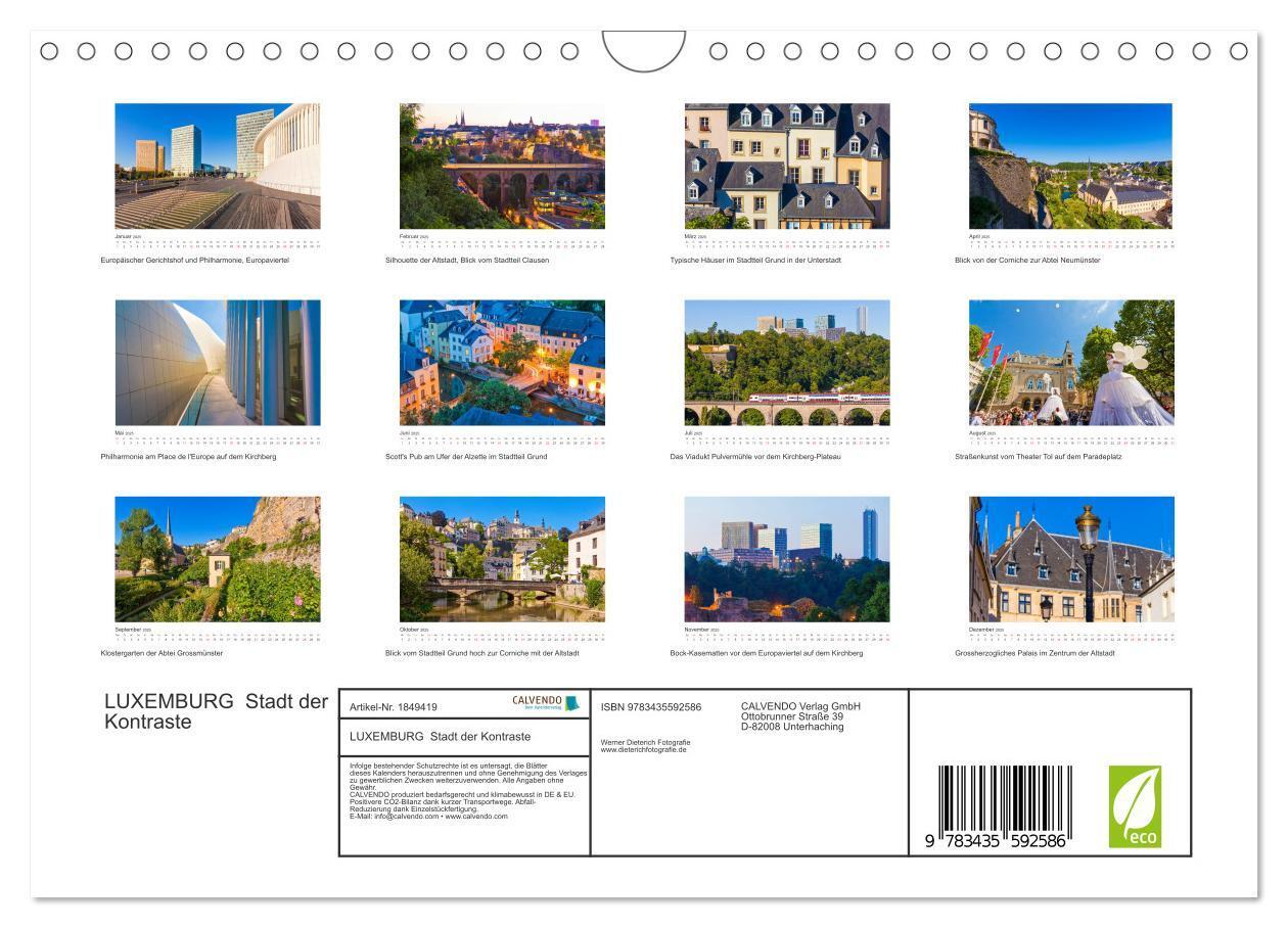 Bild: 9783435592586 | LUXEMBURG Stadt der Kontraste (Wandkalender 2025 DIN A4 quer),...