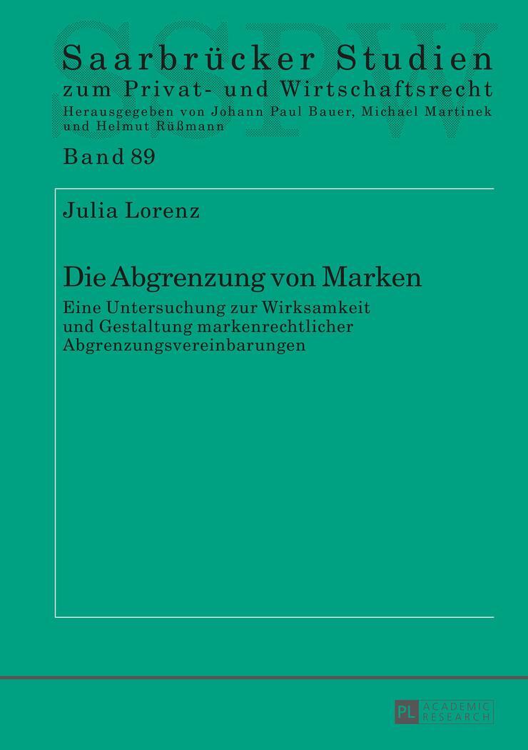 Cover: 9783631671986 | Die Abgrenzung von Marken | Julia Lorenz | Buch | Deutsch | 2016