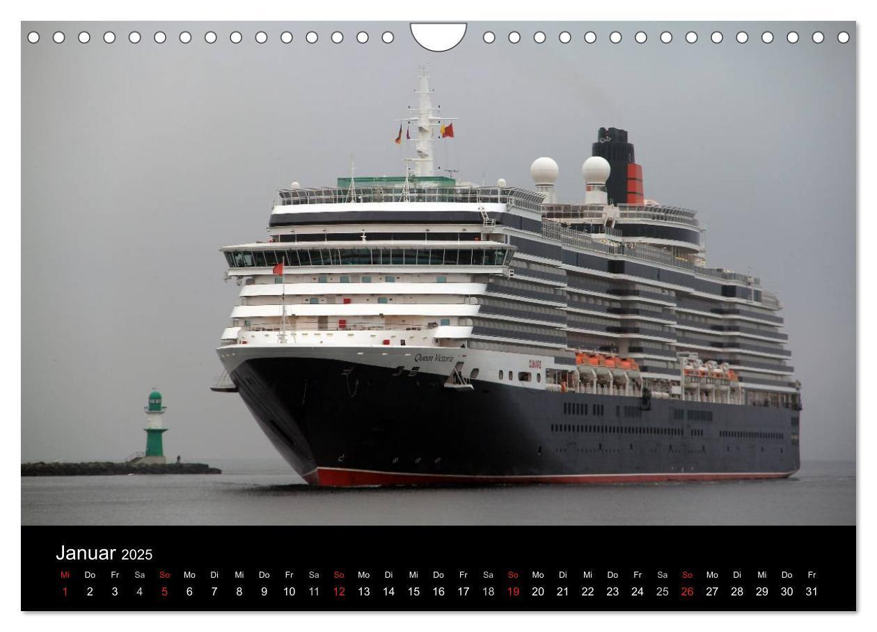 Bild: 9783435809134 | Cruiseliner in Warnemünde (Wandkalender 2025 DIN A4 quer), CALVENDO...