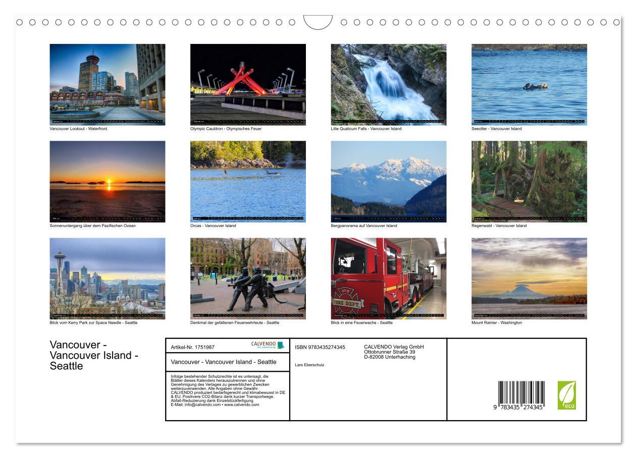 Bild: 9783435274345 | Vancouver - Vancouver Island - Seattle (Wandkalender 2025 DIN A3...