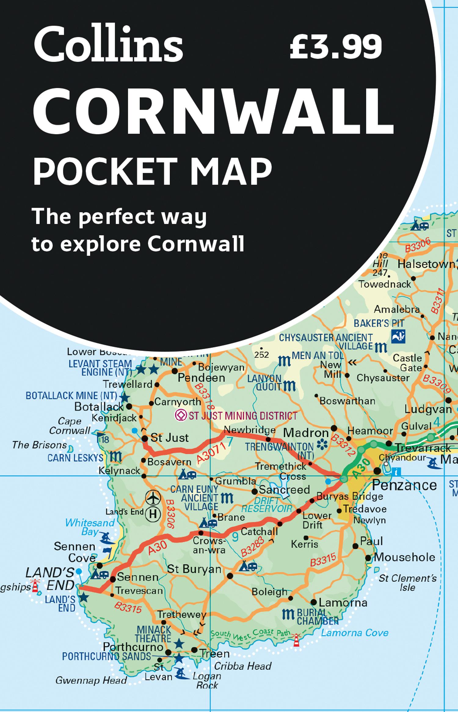 Cover: 9780008328061 | Cornwall Pocket Map | The Perfect Way to Explore Cornwall | Maps