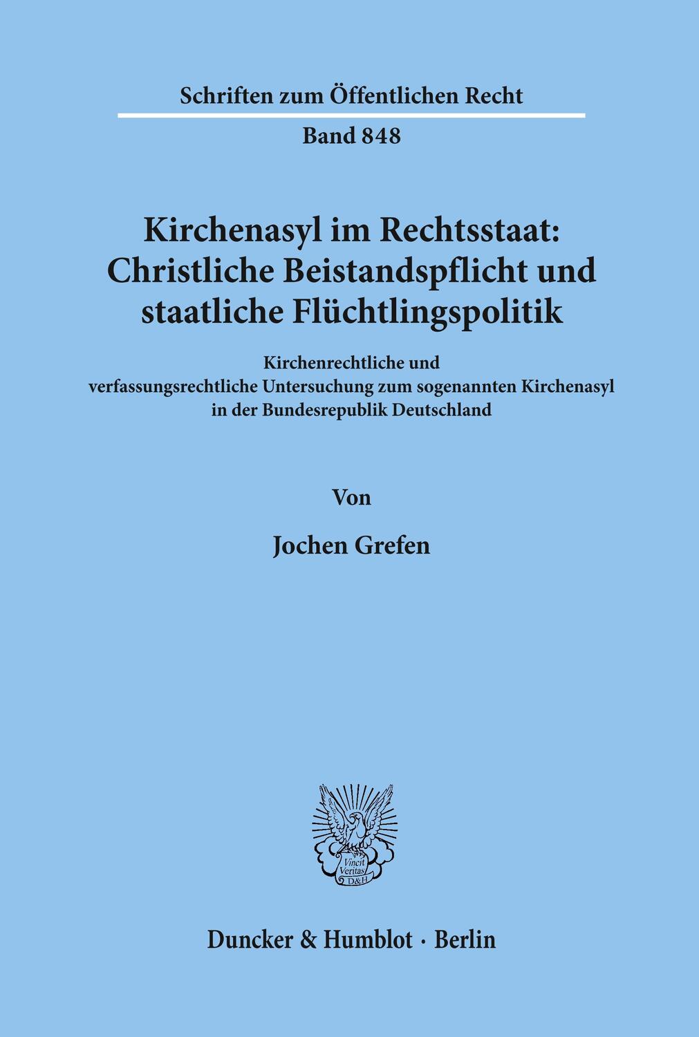 Cover: 9783428098347 | Kirchenasyl im Rechtsstaat: Christliche Beistandspflicht und...