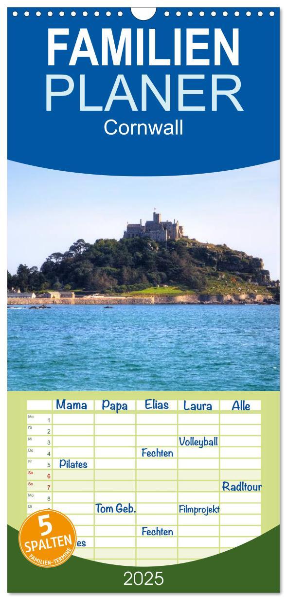 Cover: 9783457117477 | Familienplaner 2025 - Cornwall mit 5 Spalten (Wandkalender, 21 x 45...