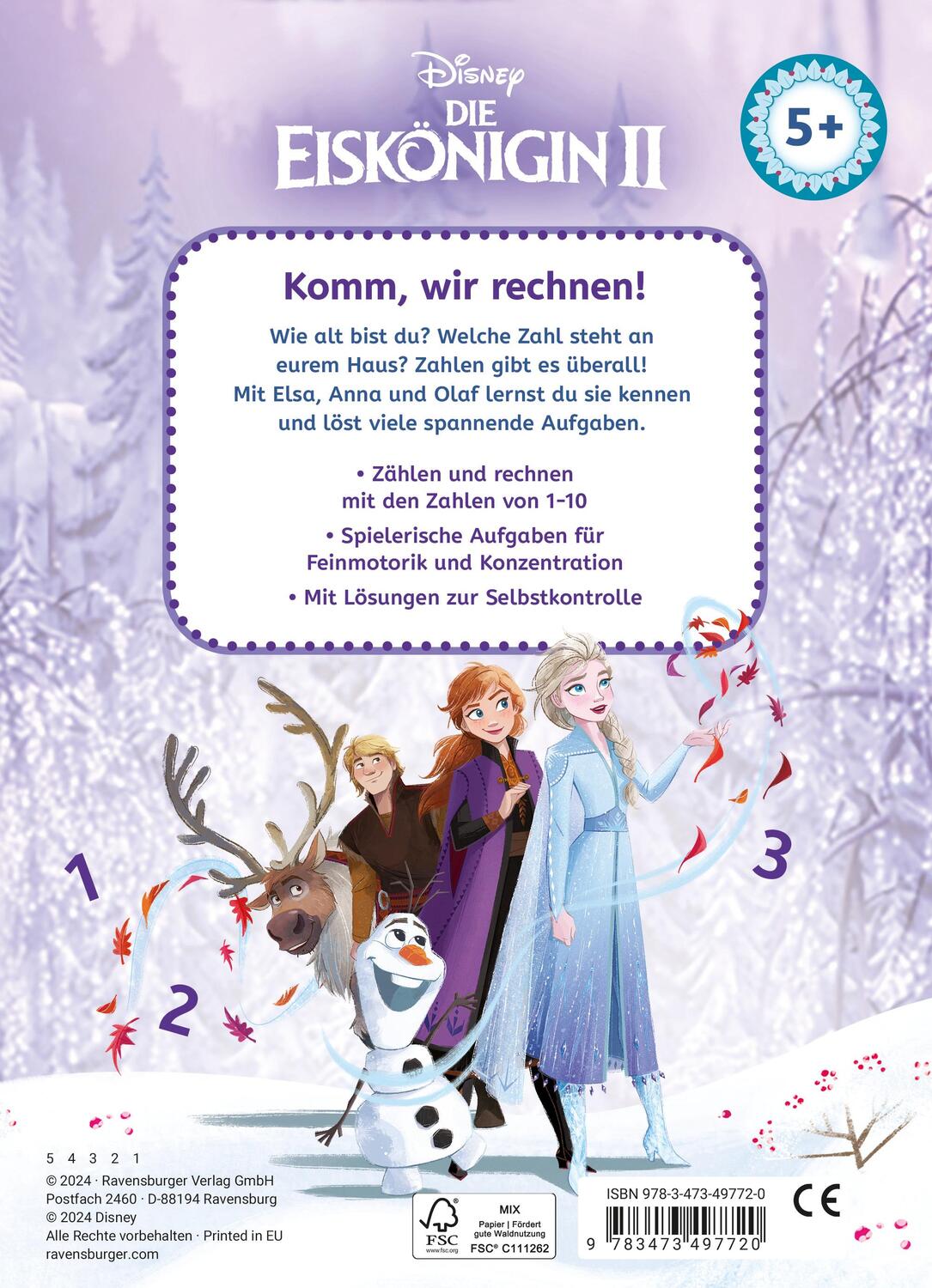 Rückseite: 9783473497720 | Disney Die Eiskönigin 2 Mein Vorschulblock Zählen und Rechnen -...