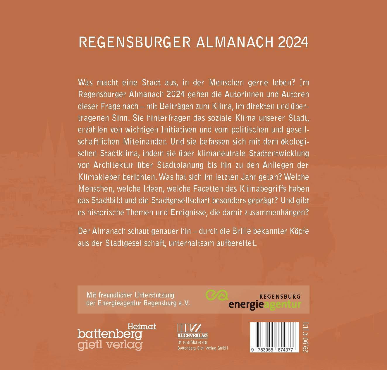 Rückseite: 9783955874377 | Regensburger Almanach 2024 | Gutes Stadtklima | Carola Kupfer | Buch