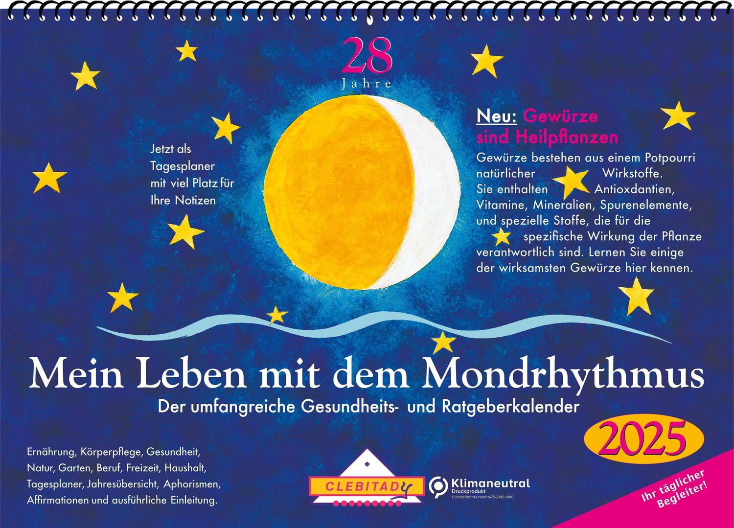 Cover: 9783932547300 | Mein Leben mit dem Mondrhythmus 2025 Aufstellkalender A5 | Stadig