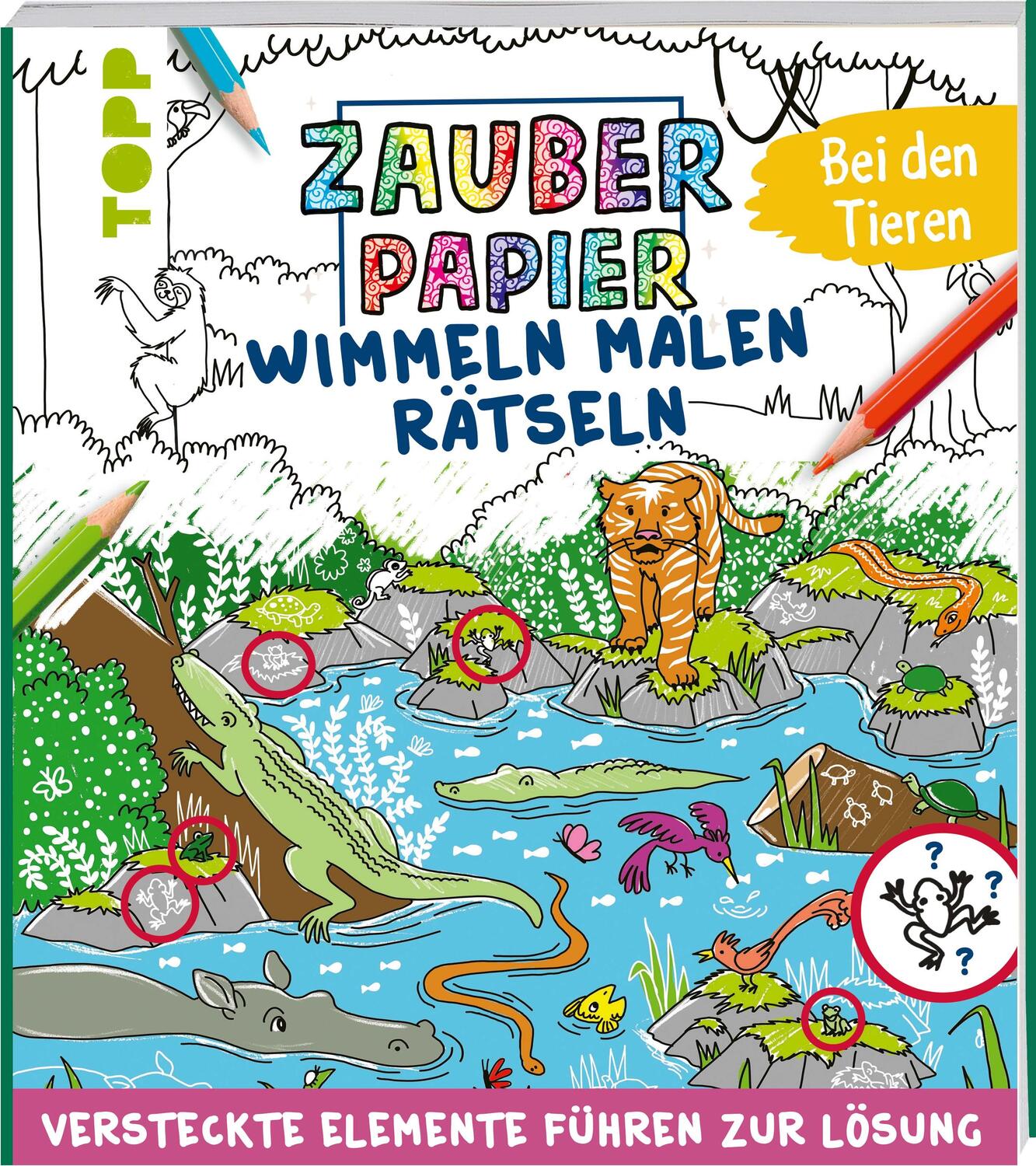 Cover: 9783735890214 | Zauberpapier Wimmel-Mal-Rätselbuch - Bei den Tieren | Josephine Jones