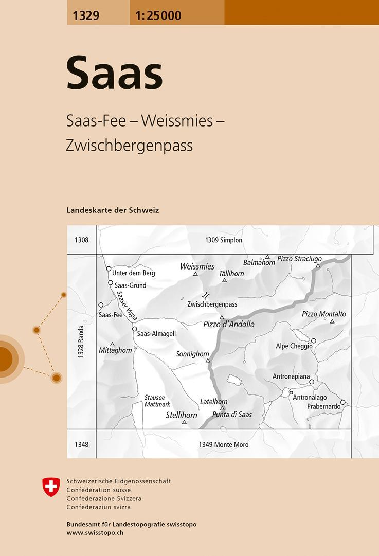Cover: 9783302013299 | Swisstopo 1 : 25 000 Saas | Saas-Fee - Weissmies - Zwischenbergenpass