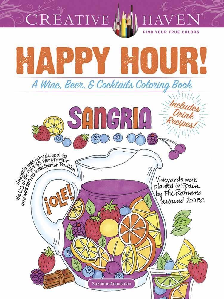 Cover: 9780486818610 | Creative Haven Happy Hour! | A Wine, Beer, and Cocktails Coloring Book