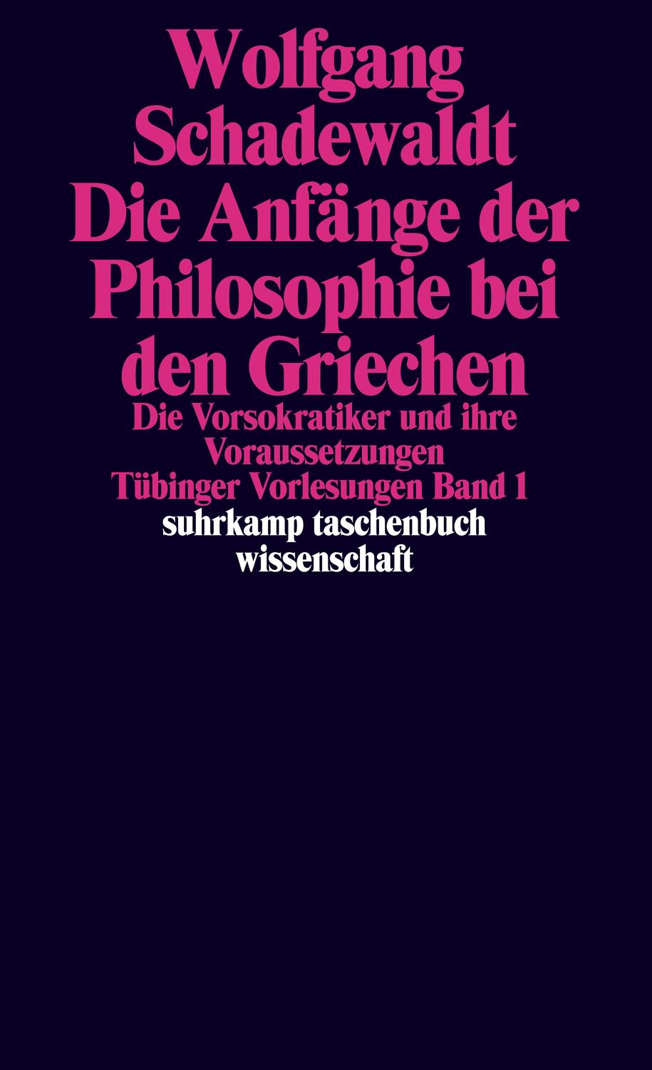 Cover: 9783518278185 | Tübinger Vorlesungen Band 1. Die Anfänge der Philosophie bei den...