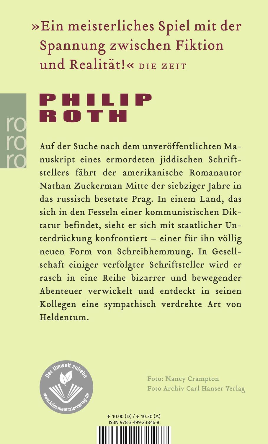 Rückseite: 9783499238468 | Die Prager Orgie | Ein Epilog | Philip Roth | Taschenbuch | Deutsch