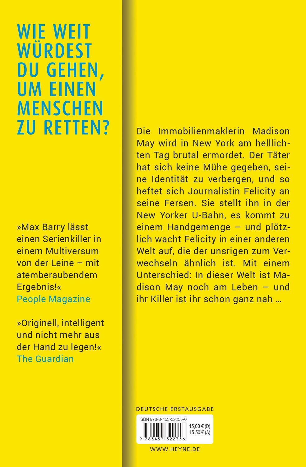 Bild: 9783453322356 | Die 22 Tode der Madison May | Roman | Max Barry | Taschenbuch | 2023