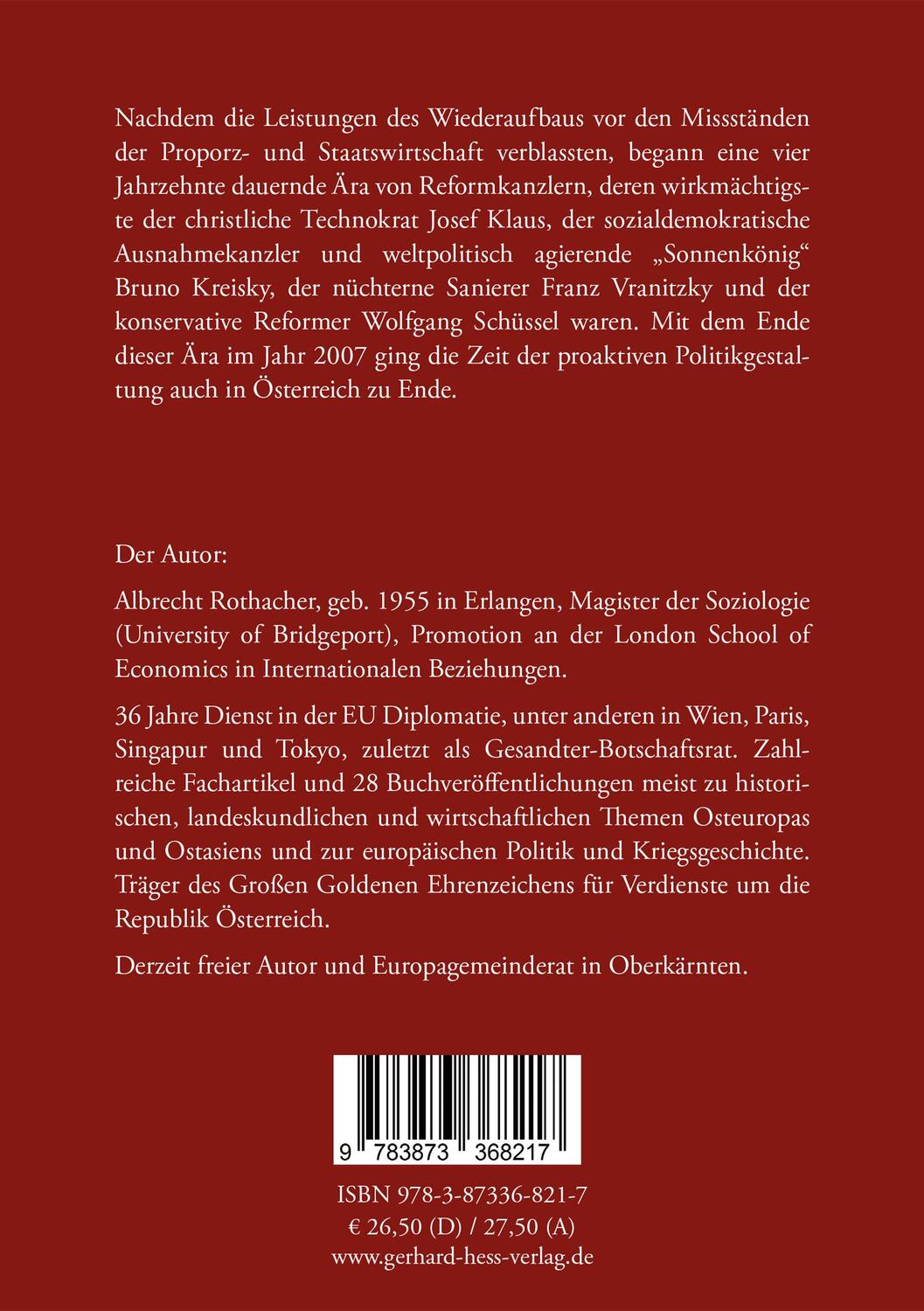 Rückseite: 9783873368217 | Österreichs Kanzler in der 2. Republik | Albrecht Rothacher | Buch